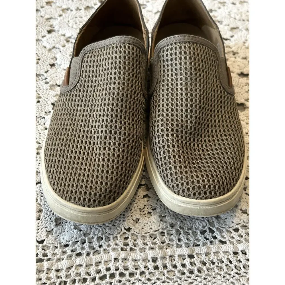 OluKai Women's Taupe Mesh Slip-On Flats